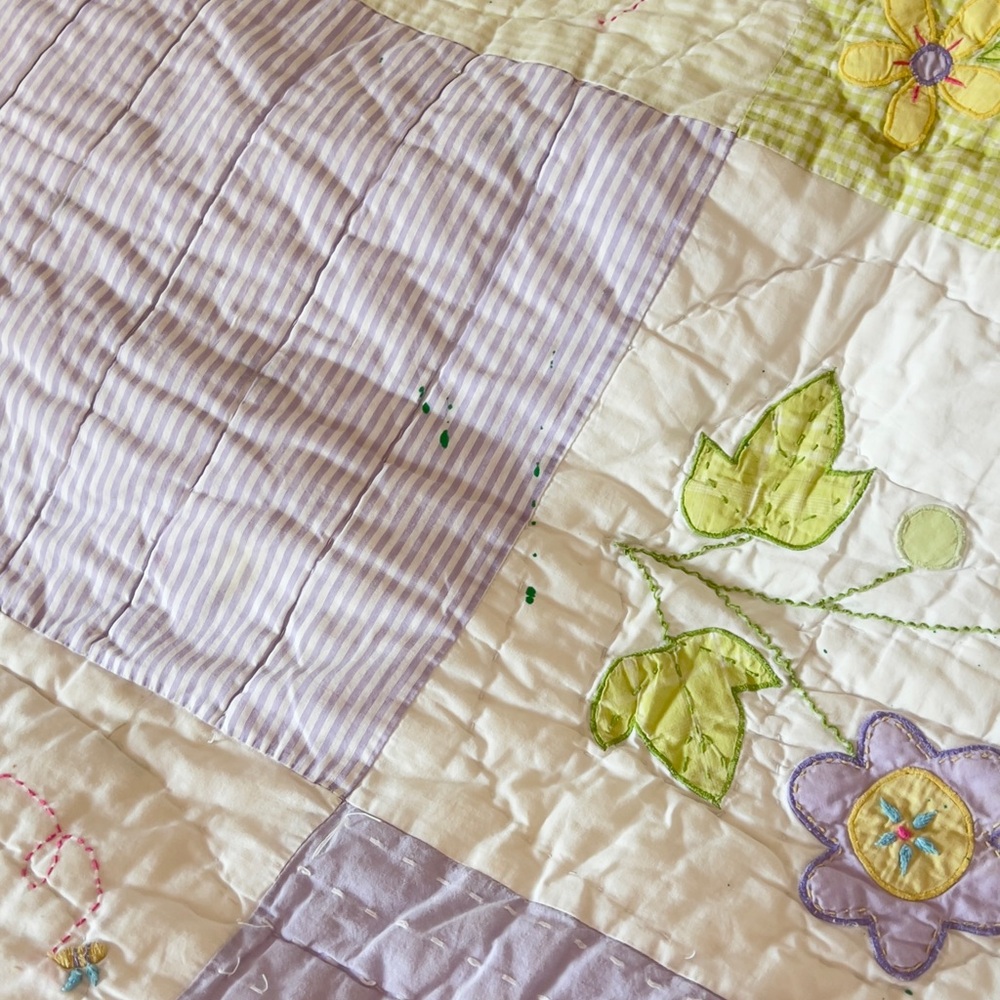 Pottery Barn Kids White and Purple Floral Quilt - Picture 8 of 14